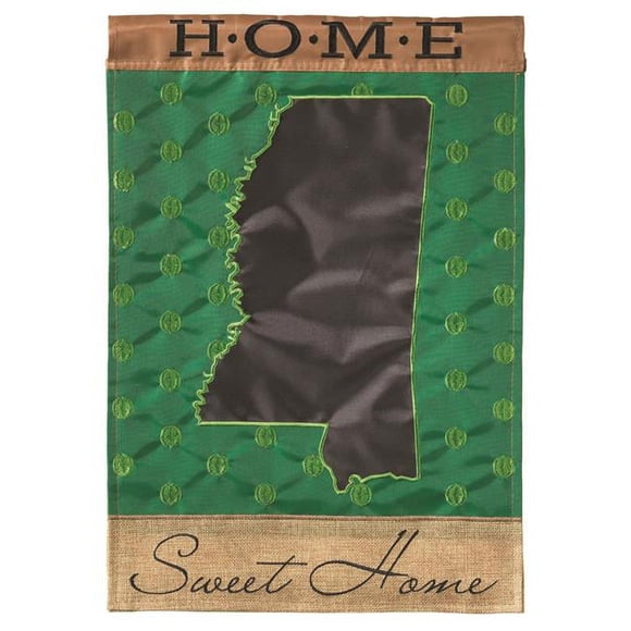 Magnolia Gardens M010097 13 x 18 in. Double Applique Mississippi Home Burlap Garden Flag