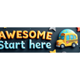 thumbnail image 4 of Vibrant Awesome Start Here Banner with Apple School Bus and Clock Elements Backdrop for School Events Back to School Parties Classroom Decorations Photo Booth Setups, 4 of 4