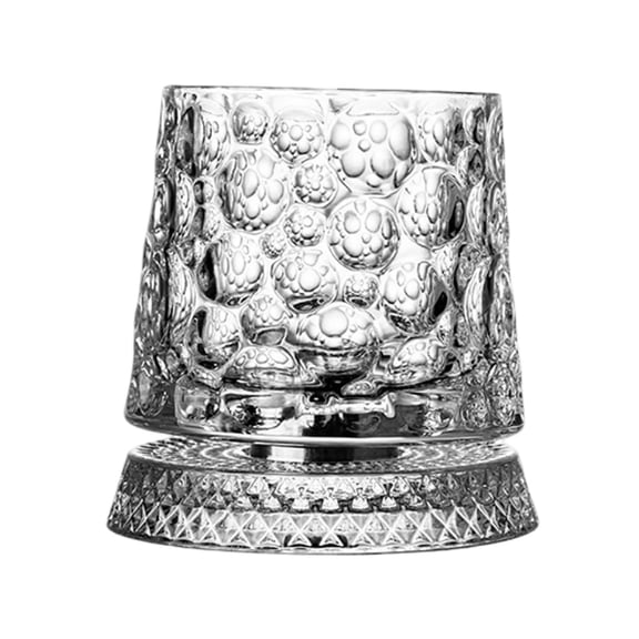 1Pcs Spinning Glass with 360° Rotating Base, Heavy Fashioned Tumbler for Bourbon, Scotch, Rum, , Unique Rotatable Drinking Cup for Home Bar, Man Cave, Gift 3.9x3.5 Inch