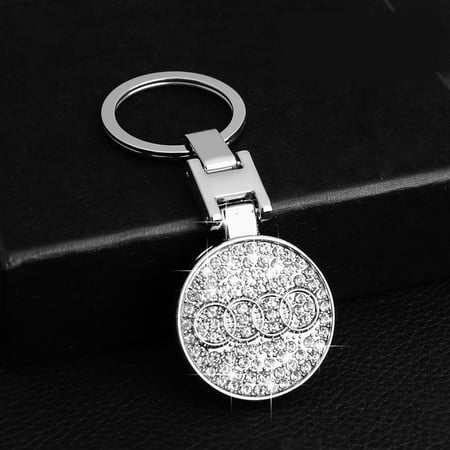 QUETO 3D Car Keychain Accessory Inlay Shining Crystal Double Sided Logo  Zinc Alloy Metal Key Accessories with Gift Box (2)