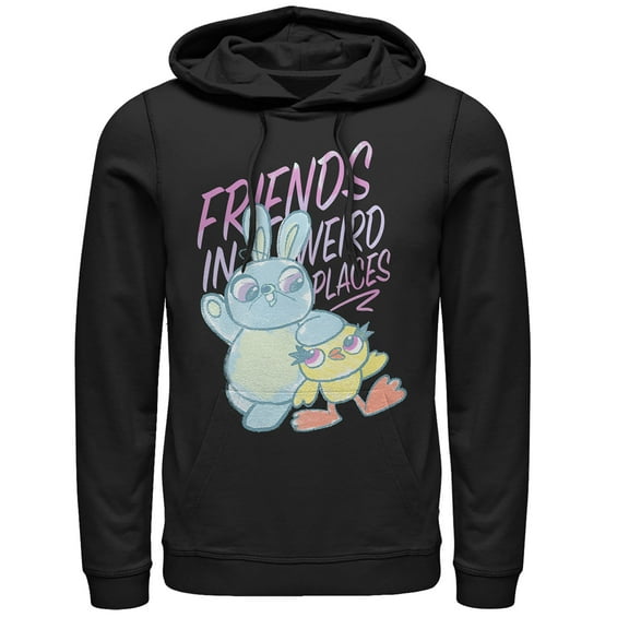 Men's Toy Story Ducky & Bunny Weird Places  Pull Over Hoodie Black 3X Large