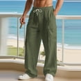 thumbnail image 2 of Mohiass Baggy Wide Leg Sweatpants Fall Casual Uncuffed Open Bottom Lightweight Drawstring Stretch Pants Men Army Green S, 2 of 4