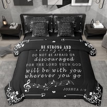 Feelyou Inspirational Words Twin Bedding Sets 7-Piece, Black White Melody Music Bedding Comforter Set, Damask Flower Reversible Sheet Sets, Lightweight Room Decor