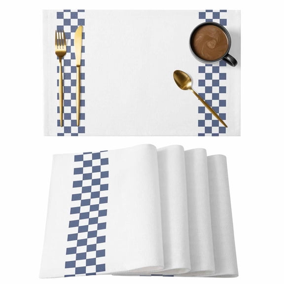 Minimalist Yellow Placemats Set of 12, Buffalo Check Plaid Farmhouse Farm Theme Non-Slip Place Mats Washable Table Mats for Kitchen Dining Table Decorations Indoor/Outdoor