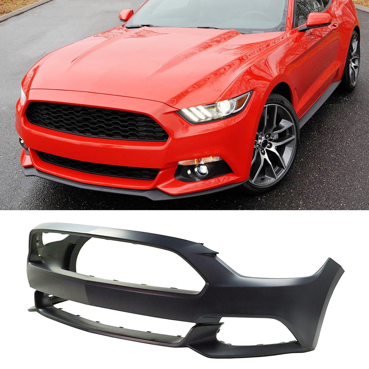 Fit for Ford Mustang (2015-2017) Unpainted Front Bumper without Parking Aid Sensor Holes