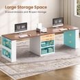 thumbnail image 6 of 90.5" Two Person Office Desk, Long Computer Desk with 2 Drawers and Open Storage, 6 of 8