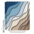 thumbnail image 2 of Navy Blue Brown Ombre Waterproof Fabric Shower Curtain, Modern Geometric Abstract Cream Shower Curtain for Bathroom Curtains Bathtubs Hotel Washable Shower Curtains with 12 Hooks Standard 66x72, 2 of 6