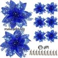 thumbnail image 2 of 10/5/1 piezas 14,5 cm flores artificiales de Navidad con purpurina decoración del árbol de Navidad adornos de Feliz Año Nuevo flores falsas de Navidad natal, 2 of 5