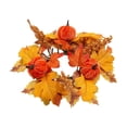 thumbnail image 2 of Fmbmuo Fall Wreath 10 Inch Maple Leaves Garland For Halloween Thanksgiving Christmas Front Door Wall Home Ornament Decoration,Yellow, 2 of 5