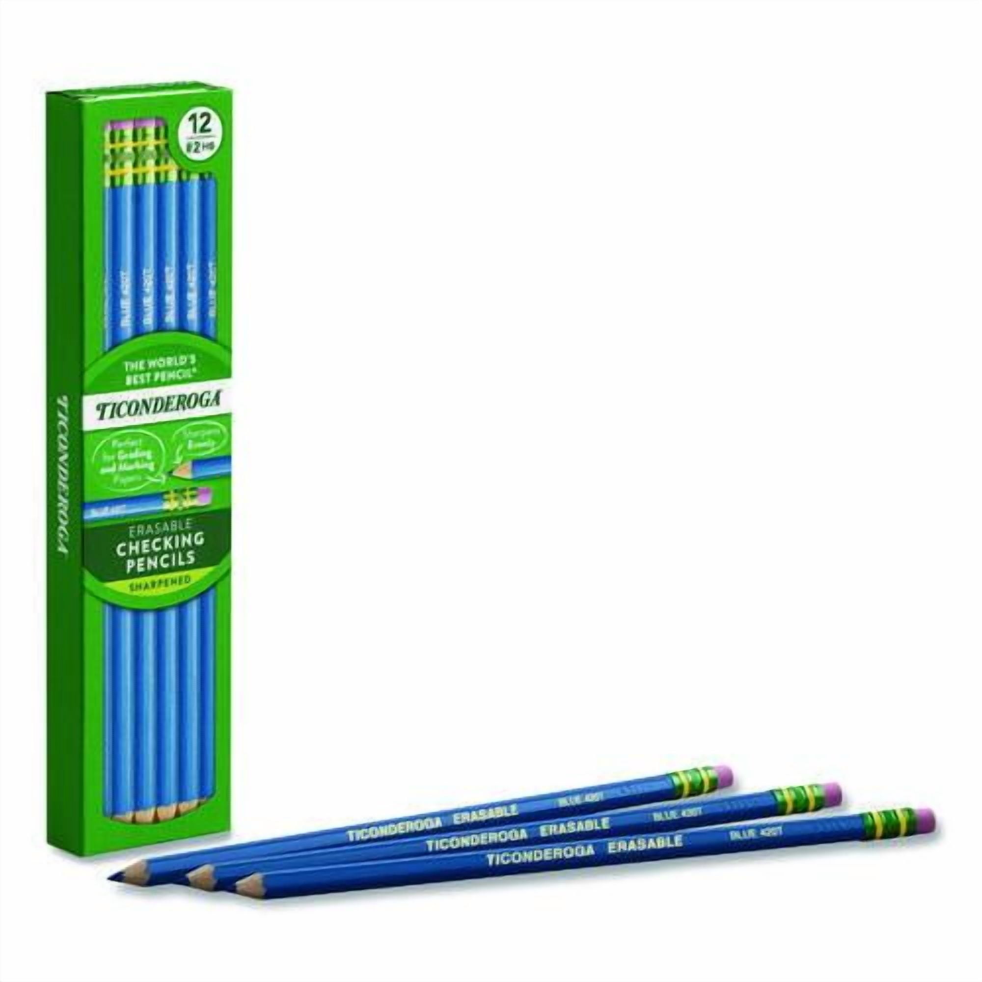 Erasable Colored Pencils, 2.6 mm, 2B (#2), Blue Lead, Blue Barrel, 12/Pack | Bundle of 2