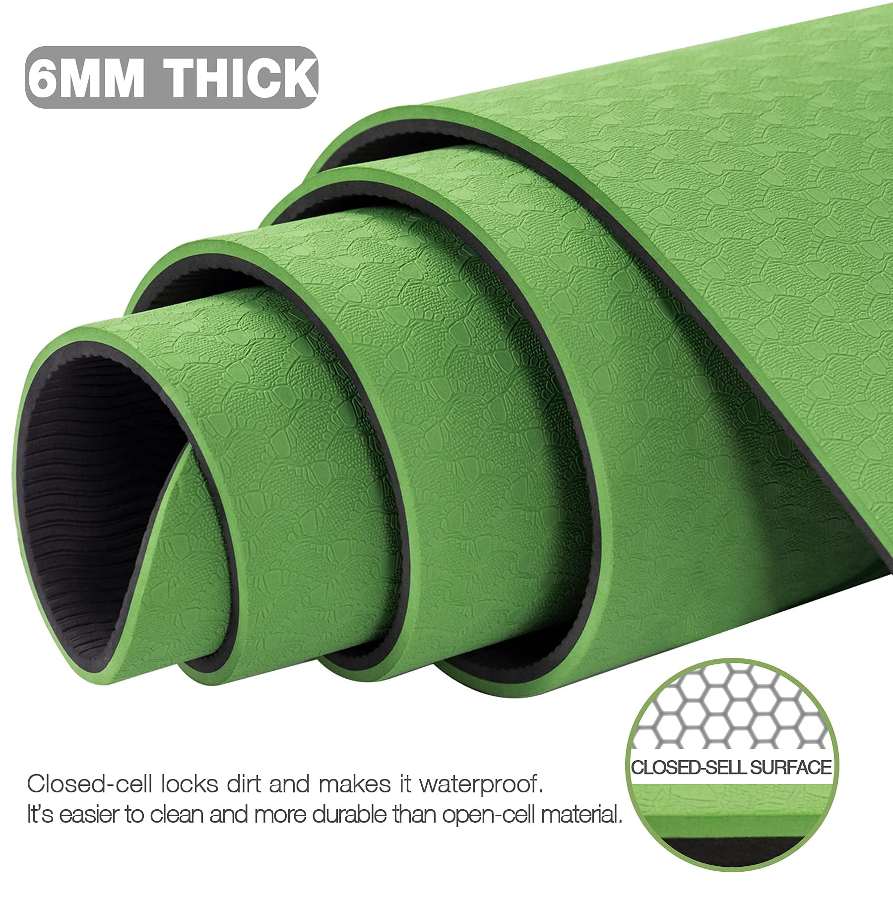 UMINEUX Large Yoga Mat for Men and Women 1/4 Inch Extra Thick TPE Fitness Mat for Home Gym Workout, Non-Slip