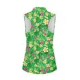 thumbnail image 4 of Trendfront Womens Golf Polo Shirts Tropical Floral Print Sleeveless Quarter Zip Collared Pleated Athletic Tennis Tee Tops, 4 of 5