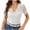 White, variant on Uaswgudfs Women's Elegant Floral Lace Ruffle Trim V-Neck Blouse - Keyhole Back Detail Short Sleeve Fitted Sheer Top