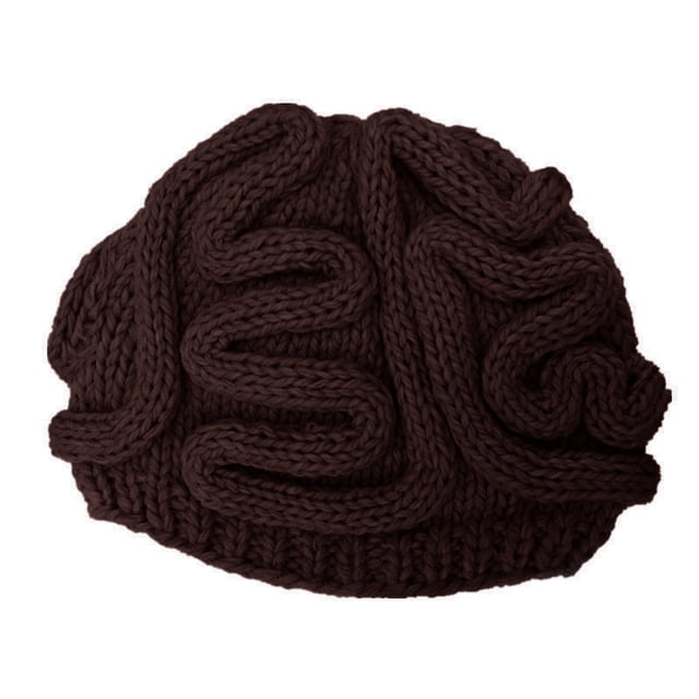 Funny Brain Knitted Hat Halloween Spoof Props Winter Hat, Deep Coffee Aldult
