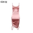 thumbnail image 2 of Robe Mini Cocktail Sexy en Satin à Bretelles Froncées pour Femmes,S, 2 of 7