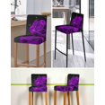 thumbnail image 5 of Purple Rose Bar Stool Covers Set of 2, Abstract Spring Flowers Vintage Black Stretch Washable Bar Chair Covers with Backs, Removable Pub Counter Height Chair Cover for Kitchen Dining Room Cafe, 5 of 7
