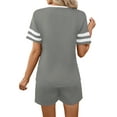 thumbnail image 4 of Shine Up Casual Outfit Sets for Women 2 Piece Loungewear Summer Tshirt Shorts Sets Stripe Tracksuits, 4 of 5