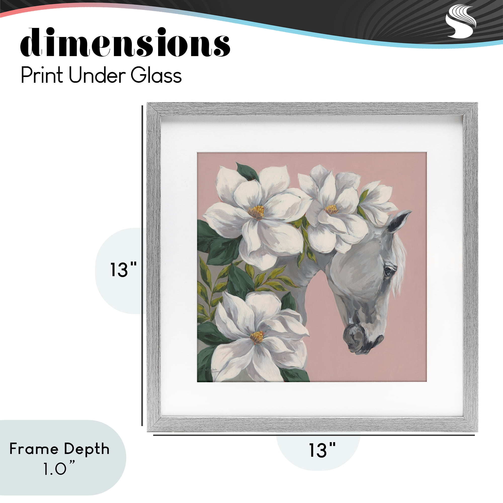 Stupell Industries Sweet Maggie Floral Horse Gray Framed Print Under Glass, design by Michele Norman