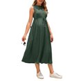 Casual Solid Round Neck A Line Dress Sleeveless Dark Green Maternity