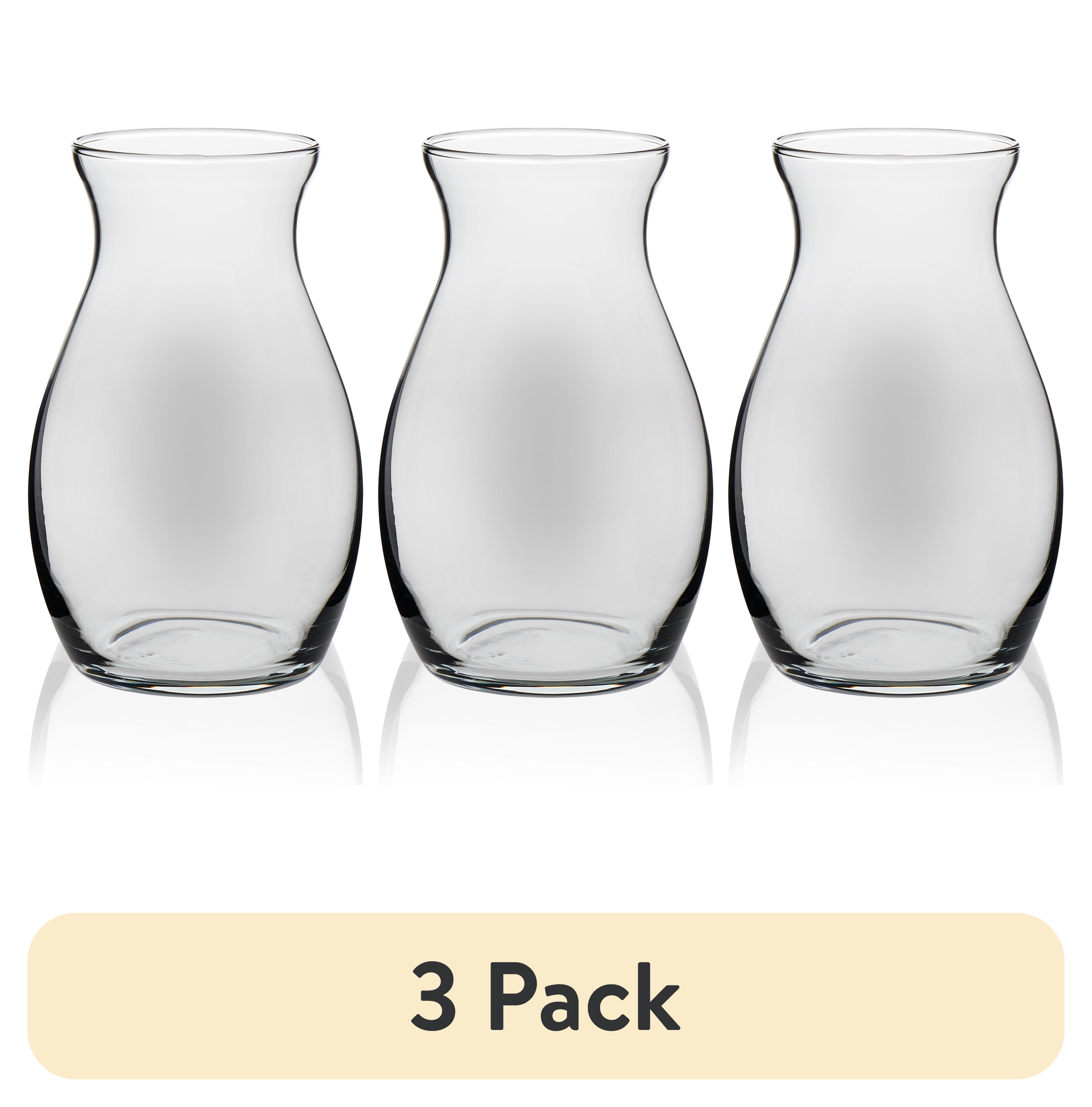 (3 pack) Libbey Clear Glass 7" Pot Belly Floral Vase