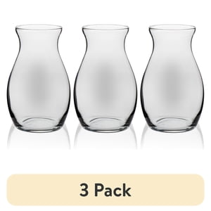 Libbey Clear Glass Pot Belly Floral Vase, 7 Inch (3-Pack)