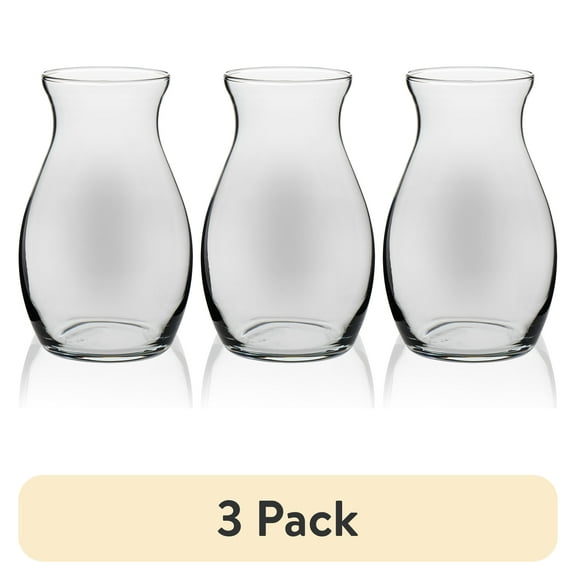 (3 pack) Libbey Clear Glass 7" Pot Belly Floral Vase