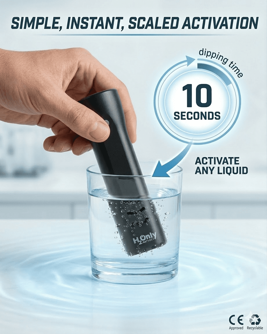 H2OnlyBattery Flashlight - No Batteries Needed - Water Powered (or Any Liquid)- No Expiration Date - 67 Lumens, Emergency Light - Last up to 1500 Hours (Black)