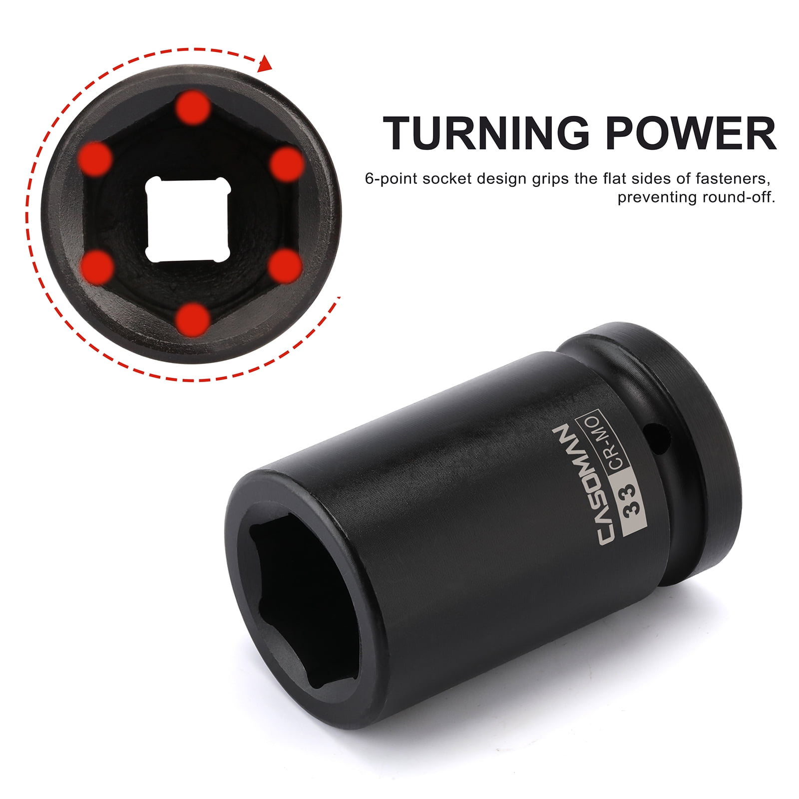MIXPOWER 1/2 Drive Deep Impact Socket, CR-MO, 30mm, METRIC, 6 Point, Axle Nut Impact Grade Socket for Easy Removal MIXPOWER 1/2 Drive Deep Impact Socket, CR-MO, 30mm, METRIC, 6 Point, Axle Nut Impact Grade Socket for Easy Removal