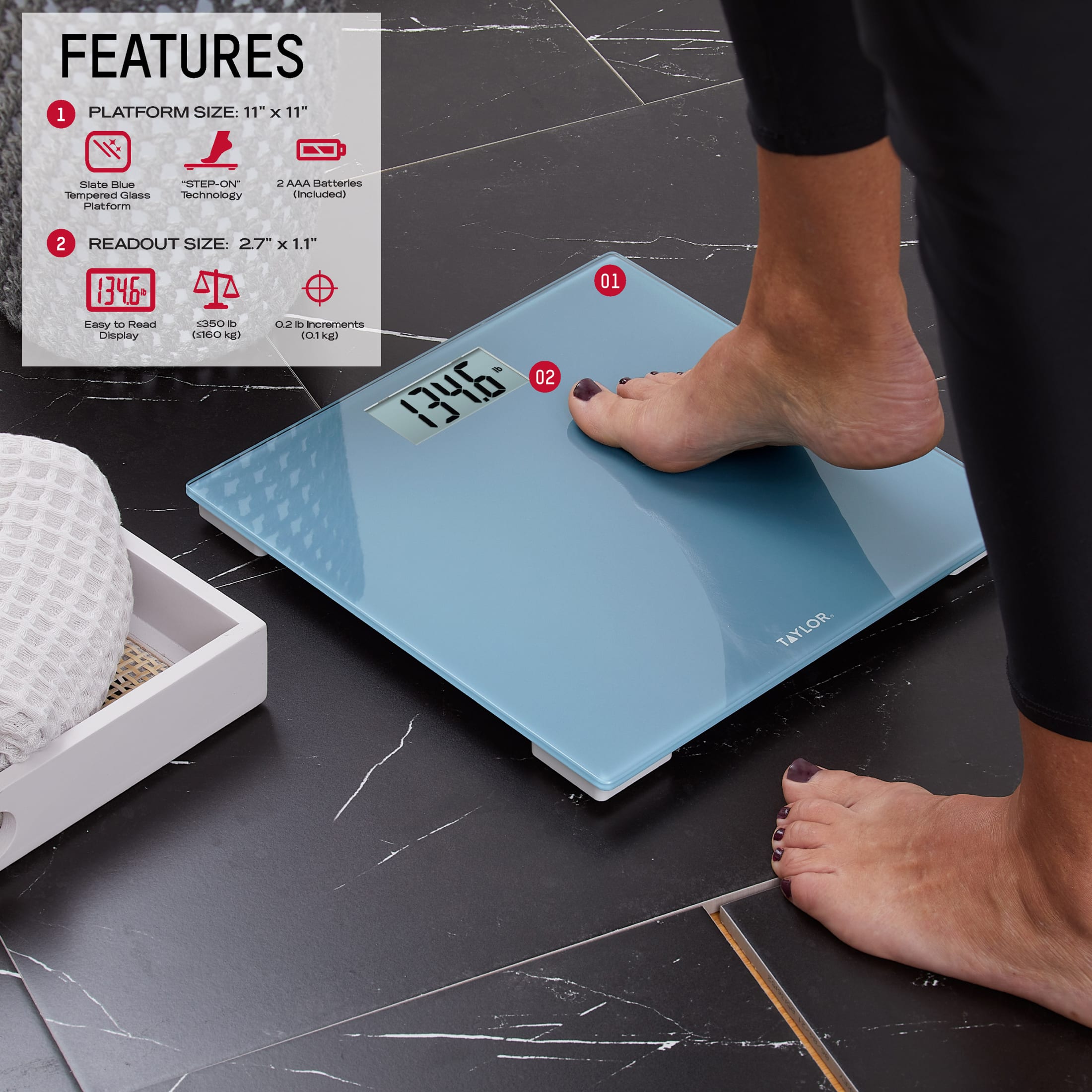 Taylor Digital Glass Bath Scale, Slate Blue