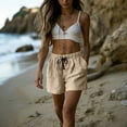 thumbnail image 5 of Admvng Women's Summer Casual Cotton Linen Plus Size Drawstring Shorts Elastic Waist Loose Shorts with Pockets, 5 of 9