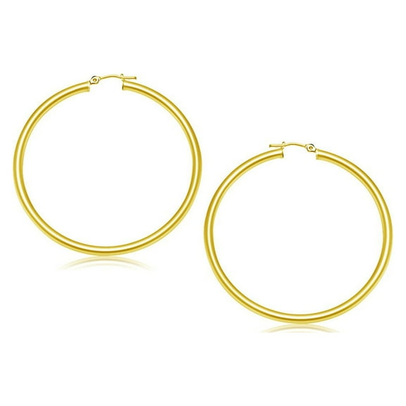 14k Yellow Gold Polished Hoop Earrings (2- mm)