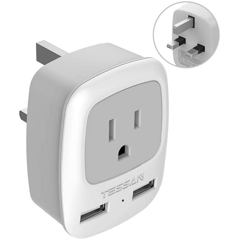 Power Plug Adapter with 4 Outlet 2/3 USB for US Travel to London British  Ireland