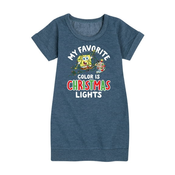 SpongeBob SquarePants - My Favorite Color Is Christmas Lights - Toddler And Youth Girls Fleece Dress