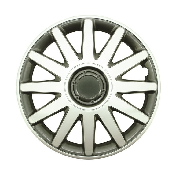 Topline Products C8060-15S Silver/Charcoal 15" ABS Wheel Cover | Universal Hubcap | High Impact Strength | Heat-Resistant | Pack of 4