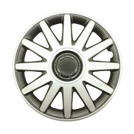 Topline Products C8060-15S Silver/Charcoal 15" ABS Wheel Cover | Universal Hubcap | High Impact Strength | Heat-Resistant | Pack of 4