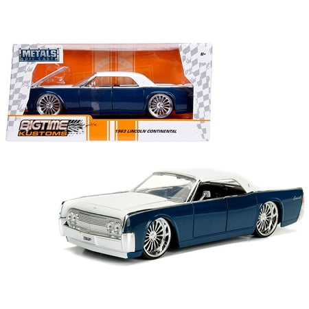 Lincoln Town Car Reliability - 1963 Lincoln Continental Navy Blue with White Top 1/24 Diecast Model Car by Jada