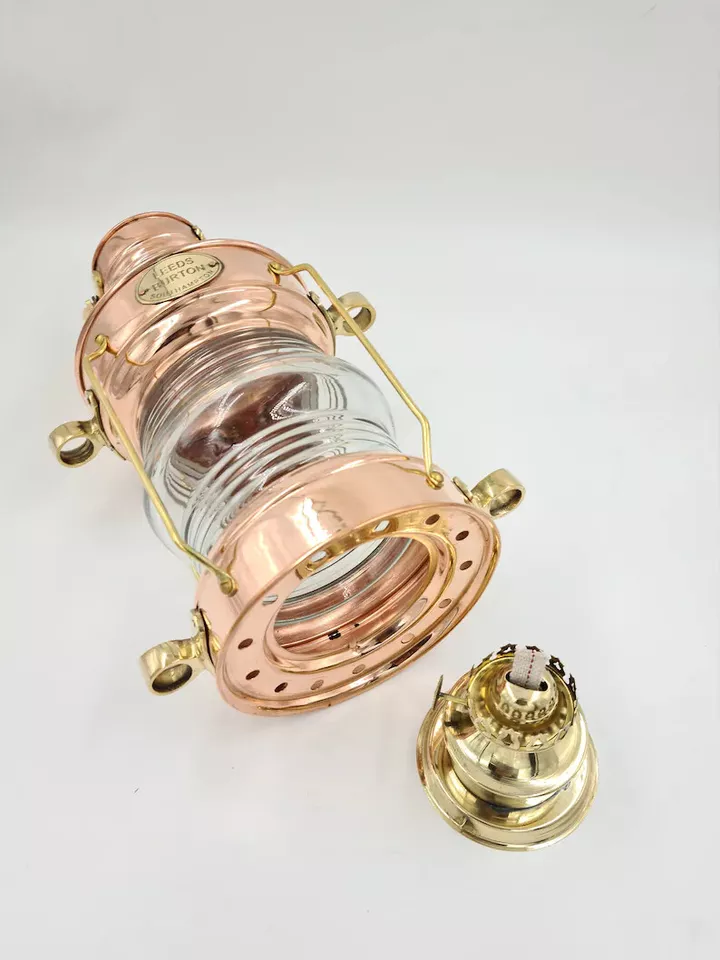 12" Vintage Brass Copper Anchor Oil Lamp Collectible Nautical Maritime Ship Lantern Oil lamp Boat Light