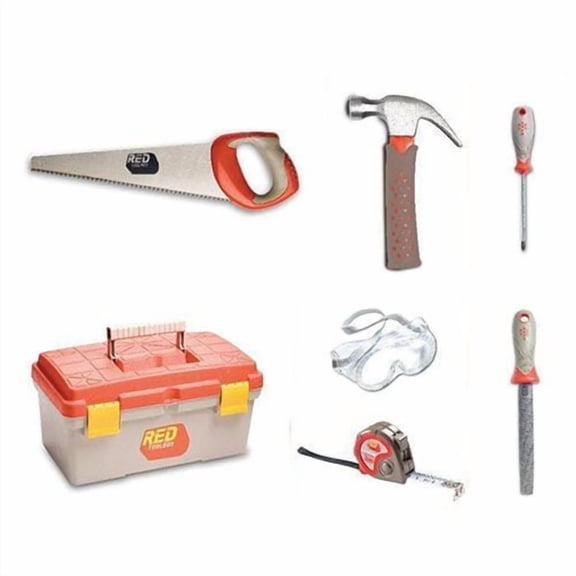 Red Toolbox Real Tools for Kids - Toolbox & 6 Piece Tool-Set