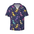 thumbnail image 4 of Uemuo Colorful Dinosaur Pattern Cotton Linen Short Sleeve Shirts,Casual Lightweight Button Down Shirts,Vacation Beach Summer Tops-Medium, 4 of 7