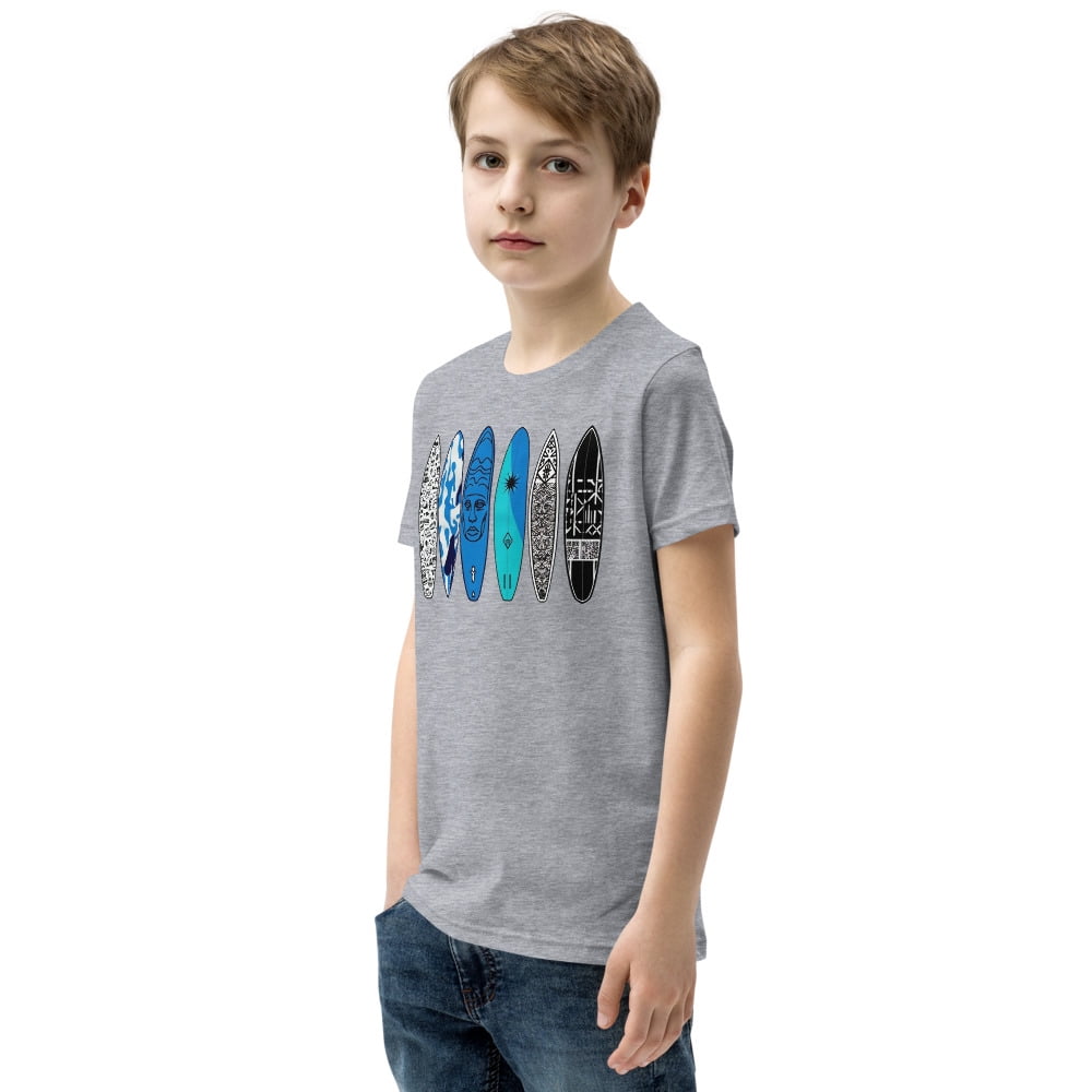 Surf Vibe Boys' T-Shirt – Cool Beach Shirt, Skater Graphic Tee, Summer Coastal Outfit (Athletic Heather, S)