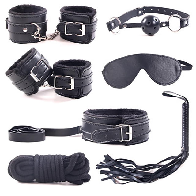 Esposas Látigo Cuerda Con Los Ojos Vendados Collar Bondage Juguete Juego De Rol Esclavo Juguete 7 Unids/Set sonducket XX000579-04