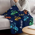 thumbnail image 3 of Cartoon Tractor Blanket Soft Cozy Warm Throw Blanket for Couch, Plush Fuzzy Flannel Fleece Blankets for Sofa, Cute Beep Car Digger Shovel Truck Navy Blue Bed Blankets Gifts for Men, 50"x60", 3 of 9
