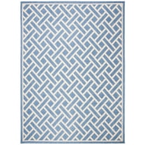 SAFAVIEH Courtyard Janey Bordered Indoor/Outdoor Area Rug, Blue/Light Beige, 9' x 12'