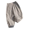 thumbnail image 3 of Girls Pants Toddler Plaid Striped Elastic Casual Pants Summer Lightweight Proof Grey 12-18 Months, 3 of 5