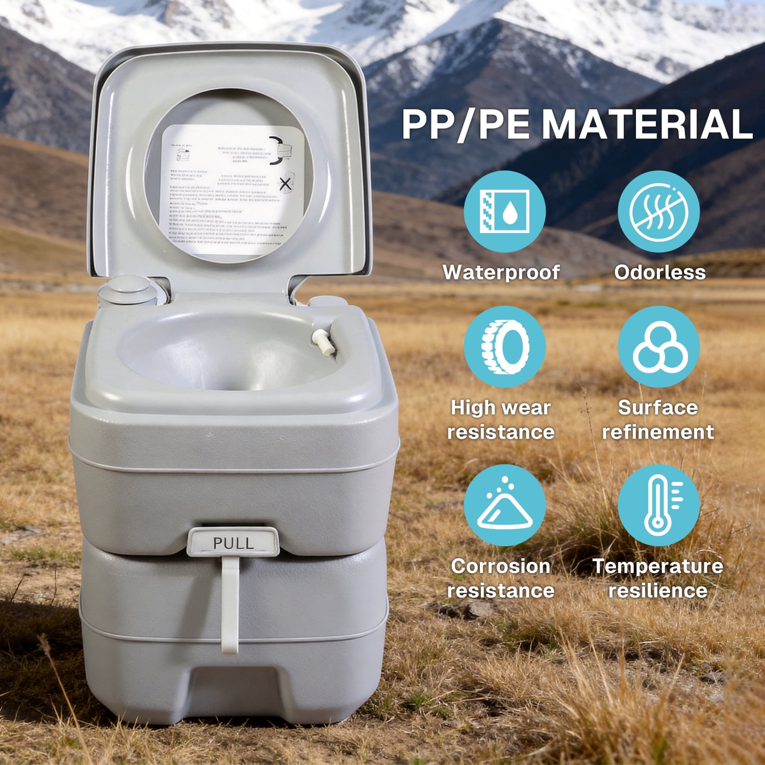 BN-LINK Portable Camping Toilet, Porta Potty for Adults, 5.3 Gallon Waste Tank, Travel Toilet for RV Camping, Boating, Hiking