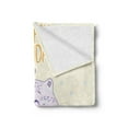 thumbnail image 2 of Birthday Soft Flannel Fleece Throw Blanket, Happy Cat and Bird Meadow Flowers Bouquet Corsage Positive, Cozy Plush for Indoor and Outdoor Use, 70" x 90", Pale Yellow Lilac Orange, by Ambesonne, 2 of 5