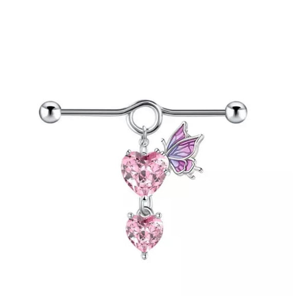 K-KED Butterfly Belly Ring Nose Ring Hoop Body Piercing Delicate Jewelry Heart Nose Piercing-Silver E