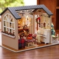 thumbnail image 1 of DIY Christmas Miniature Dollhouse Kit Realistic Mini 3D Wooden House Bedroom Crafts with Furniture LED Lights, 1 of 4
