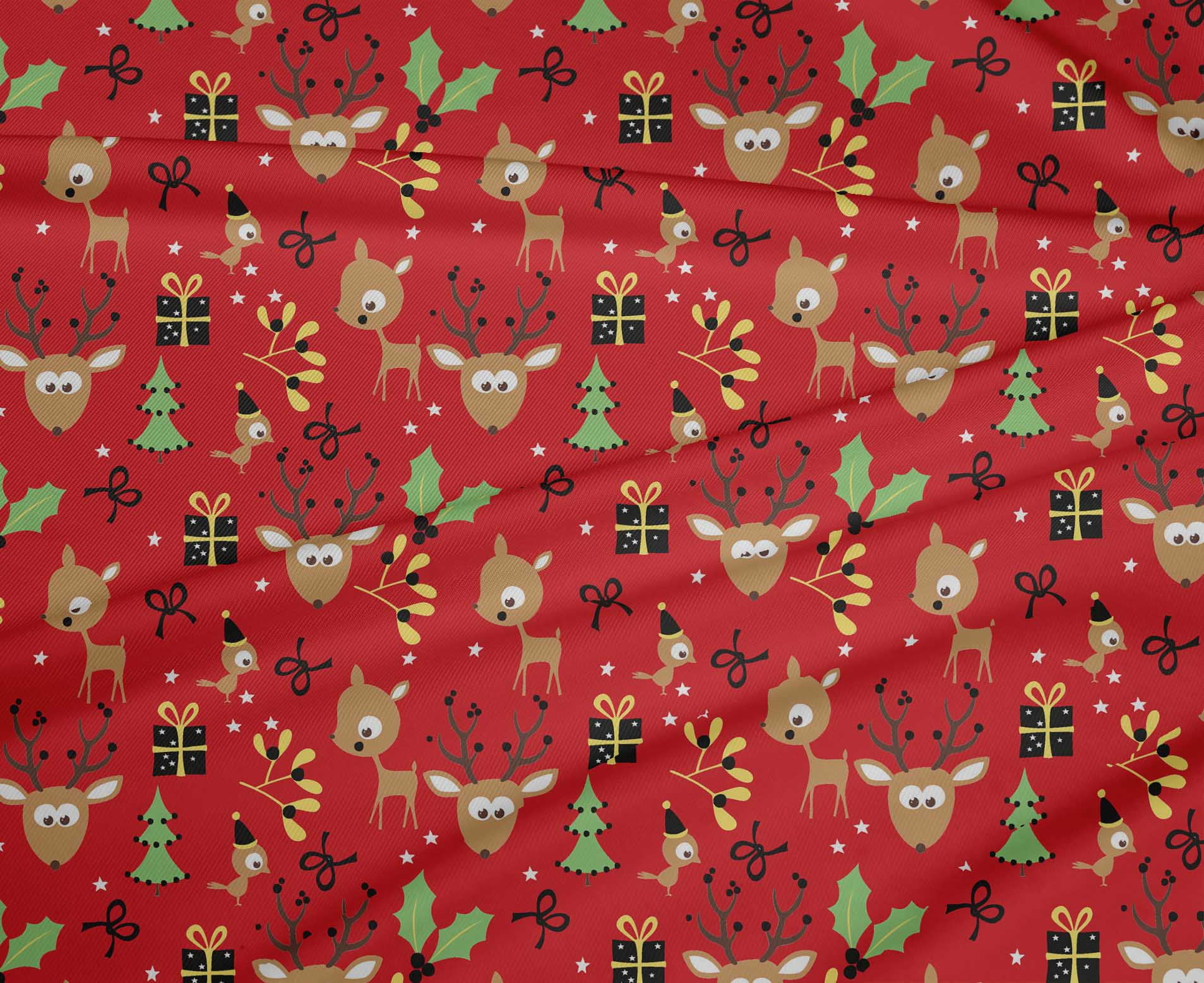 oneOone Polyester Spandex Red Fabric Merry Christmas Fabric For Sewing Printed Craft Fabric By The Yard 56 Inch Wide-CFU