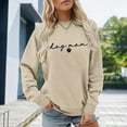 thumbnail image 2 of Arlun Dog Mom Sweatshirts Cute Paw Graphic and Letter Printed Pullovers Funny Mama Life Long Sleeve Sweatshirts Womens Crewneck Dog Lover Pullover Tops Beige XL, 2 of 4